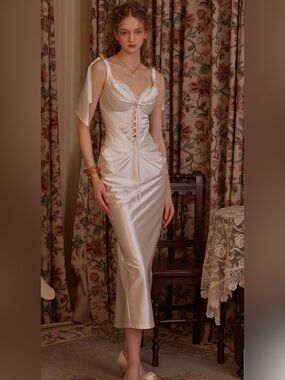 LaceMade St. Phoenix Corset Dress Satin Lace-Up Dress NWT XL